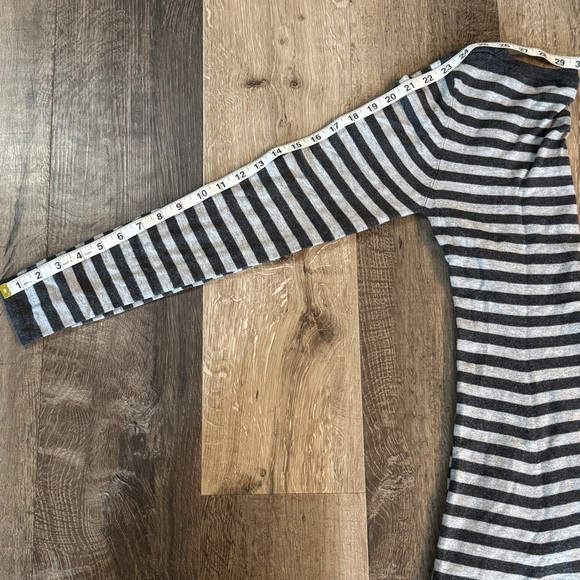 Zara Dress Sweater Silver/Gray Stripe Plunging Neckline Stretch Soft Midi Size M - Picture 12 of 12